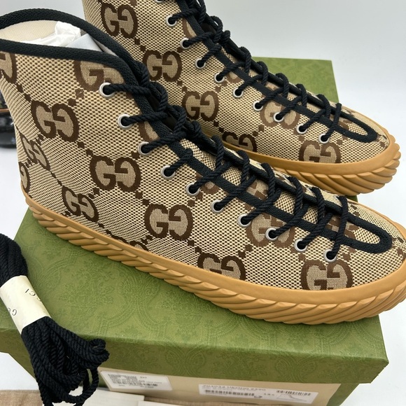 Men's Gucci, maxi GG high top canvas sneakers size 12.5 made in Spain - Picture 10 of 10